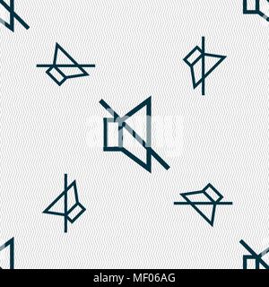 without sound, mute icon sign. Seamless pattern with geometric texture. Vector illustration Stock Vector