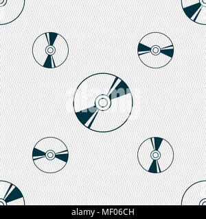 Cd, DVD, compact disk, blue ray icon sign. Seamless pattern with geometric texture. Vector illustration Stock Vector