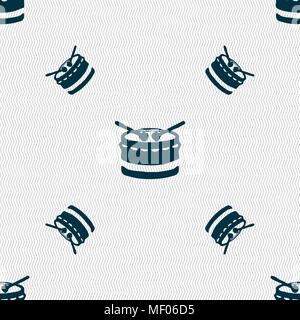 drum icon sign. Seamless pattern with geometric texture. Vector illustration Stock Vector