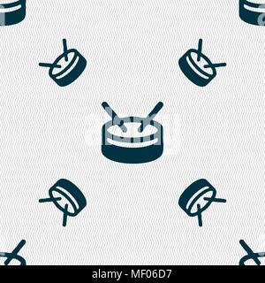 drum icon sign. Seamless pattern with geometric texture. Vector illustration Stock Vector
