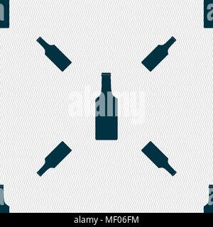 bottle icon sign. Seamless pattern with geometric texture. Vector illustration Stock Vector
