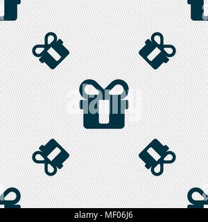 gift icon sign. Seamless pattern with geometric texture. Vector illustration Stock Vector