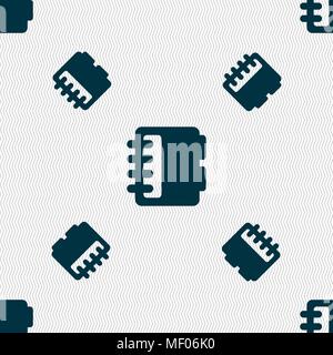 Notepad, calendar icon sign. Seamless pattern with geometric texture. Vector illustration Stock Vector