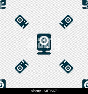 Web cam icon sign. Seamless pattern with geometric texture. Vector illustration Stock Vector
