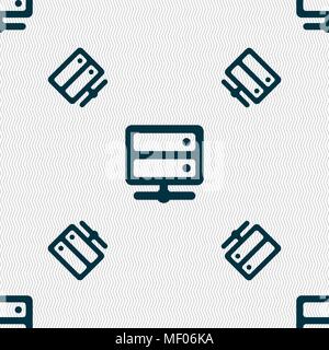 Server icon sign. Seamless pattern with geometric texture. Vector illustration Stock Vector