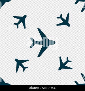 Plane icon sign. Seamless pattern with geometric texture. Vector illustration Stock Vector