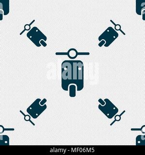 motorcycle icon sign. Seamless pattern with geometric texture. Vector illustration Stock Vector