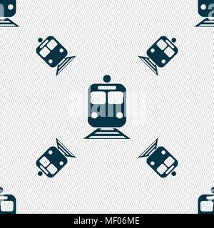train icon sign. Seamless pattern with geometric texture. Vector illustration Stock Vector