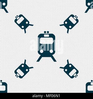 train icon sign. Seamless pattern with geometric texture. Vector illustration Stock Vector