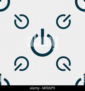 Power icon sign. Seamless pattern with geometric texture. Vector illustration Stock Vector