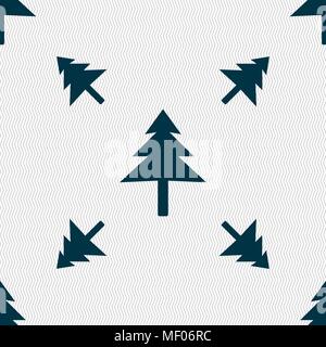 Christmas tree icon sign. Seamless pattern with geometric texture. Vector illustration Stock Vector