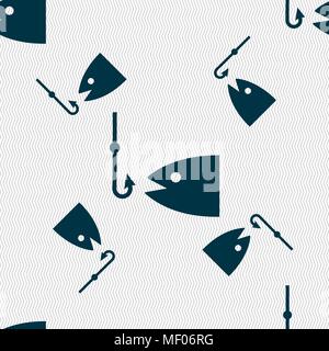 Fishing icon sign. Seamless pattern with geometric texture. Vector illustration Stock Vector