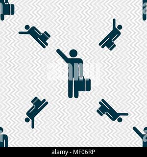 tourist icon sign. Seamless pattern with geometric texture. Vector illustration Stock Vector
