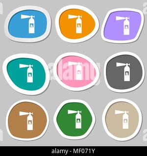 fire extinguisher icon sign. Multicolored paper stickers. Vector illustration Stock Vector