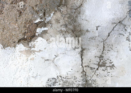 Old white grunge plaster wall with cracked structure background texture Stock Photo