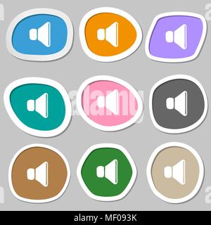 volume, sound icon symbols. Multicolored paper stickers. Vector ...