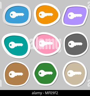 key icon symbols. Multicolored paper stickers. Vector illustration Stock Vector