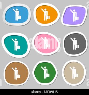 tourist icon symbols. Multicolored paper stickers. Vector illustration Stock Vector