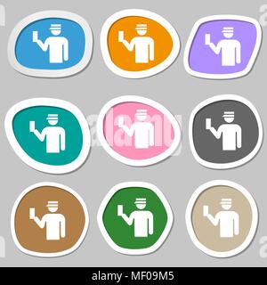 Inspector icon symbols. Multicolored paper stickers. Vector illustration Stock Vector