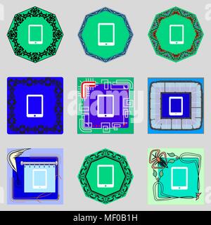 Tablet sign icon. smartphone button. Set colur buttons. Vector illustration Stock Vector
