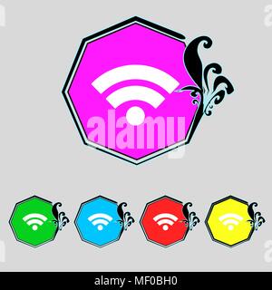 Wifi sign. Wi-fi symbol. Wireless Network icon. Wifi zone Set colourful buttons Vector illustration Stock Vector