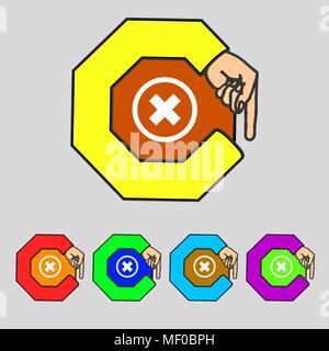 cancel icon. Flat modeern design Set colourful web buttons. Vector illustration Stock Vector