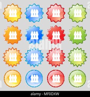Fence icon sign. Big set of 16 colorful modern buttons for your design. Vector illustration Stock Vector