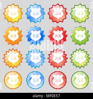 Route 88 highway icon sign. Big set of 16 colorful modern buttons for your design. Vector illustration Stock Vector