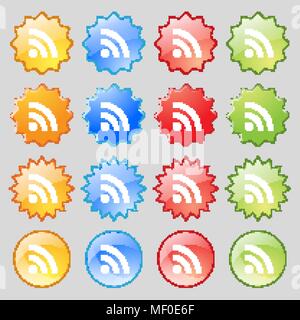 Wifi, Wi-fi, Wireless Network icon sign. Big set of 16 colorful modern buttons for your design. Vector illustration Stock Vector
