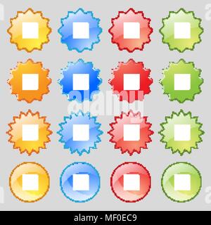 stop button icon sign. Big set of 16 colorful modern buttons for your design. Vector illustration Stock Vector