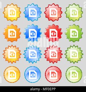 Programming code icon sign. Big set of 16 colorful modern buttons for your design. Vector illustration Stock Vector