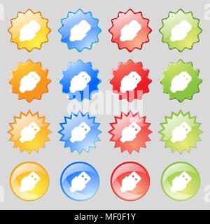 USB  icon sign. Set from sixteen multi-colored glass buttons with place for text. Vector illustration Stock Vector