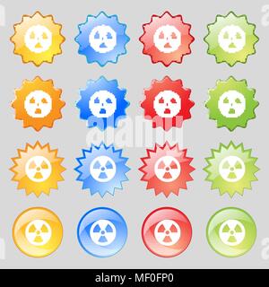 radiation icon sign. Big set of 16 colorful modern buttons for your design. Vector illustration Stock Vector