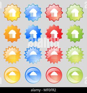 shower icon sign. Big set of 16 colorful modern buttons for your design. Vector illustration Stock Vector
