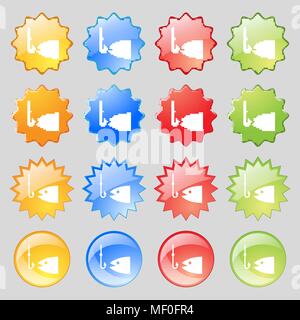 Fishing icon sign. Big set of 16 colorful modern buttons for your design. Vector illustration Stock Vector