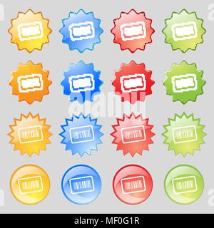 Barcode icon sign. Big set of 16 colorful modern buttons for your design. Vector illustration Stock Vector