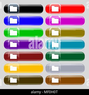 Document folder  icon sign. Set from fourteen multi-colored glass buttons with place for text. Vector illustration Stock Vector