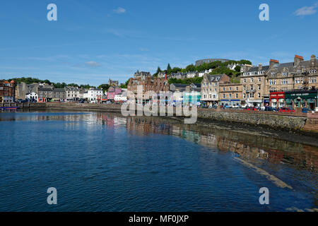 United Kingdom, Scotland, Argyll and Bute, Oban, coastal town and McCaig’s Tower Stock Photo