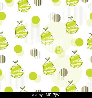 seamless pattern with pears and abstract circles Stock Vector