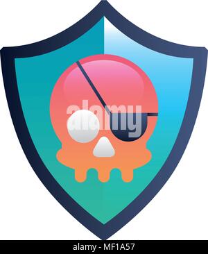 shield guard with pirate skull Stock Vector