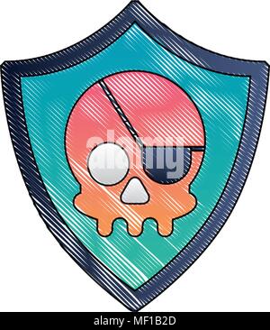 shield guard with pirate skull Stock Vector