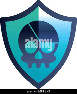 shield guard with pirate skull Stock Vector
