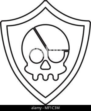 shield guard with pirate skull Stock Vector