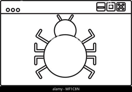 template windows with bug virus attack icon Stock Vector
