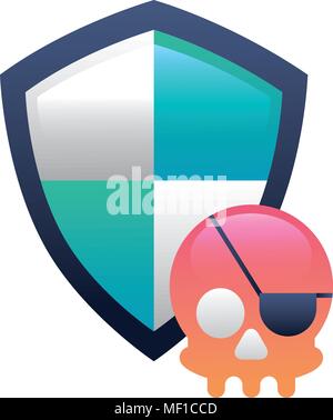 shield guard with pirate skull Stock Vector