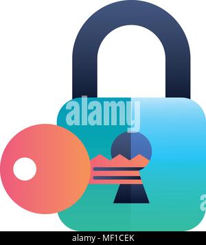 safe secure padlock with key Stock Vector