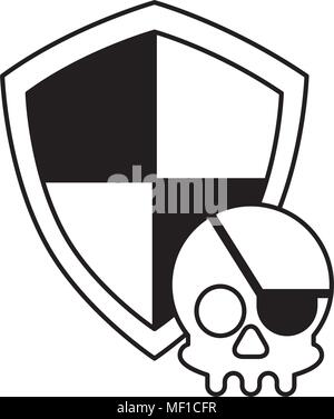 shield guard with pirate skull Stock Vector