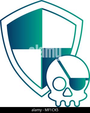 shield guard with pirate skull Stock Vector