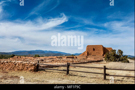 Pecos National Historical Park, ancient Pueblo ruins and Spanish mission church In San Miguel County and Santa Fe County, New Mexico USA Stock Photo