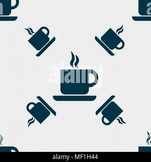 coffee icon sign. Seamless pattern with geometric texture. Vector illustration Stock Vector